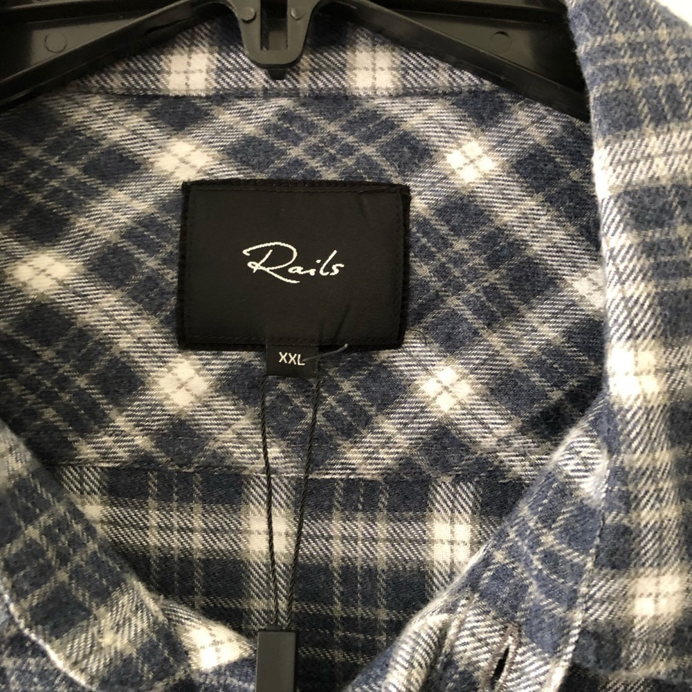 Rails Plaid Soft Button Down Blue Gray Shirt XXL … - image 4